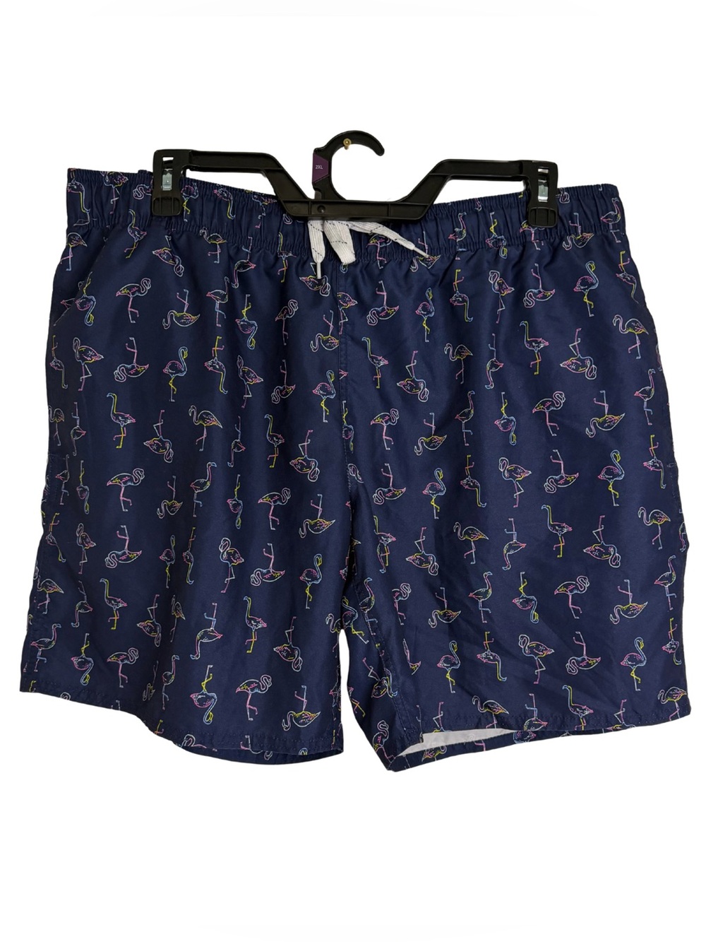 3/$20 City Streets Navy Blue Flamingo Pattern Swim Trunks Size XL